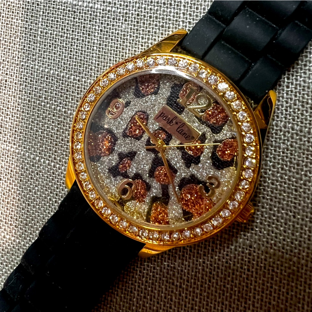 Park Lane Cat Walk Leopard Crystal Watch